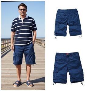 Men’s Blue cargo shorts utility 5XL  42 by Match and Matchstick NWT indigo blue